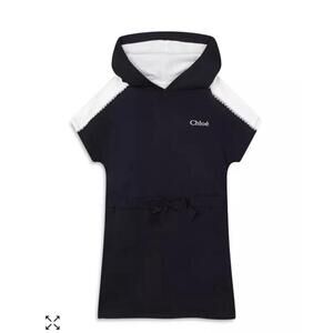 Chloe dress girls 14 navy blue lace trim hoodie nautical beachy designer preppy